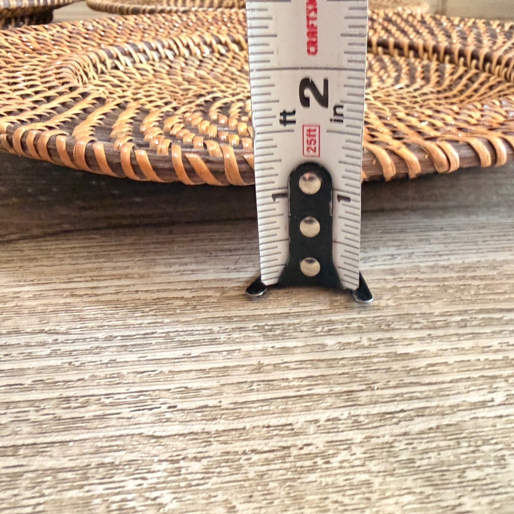 Set of 4 Round Woven Rattan Charger Plates 13" Brown Boho Table Mats MCM - Picture 11 of 15